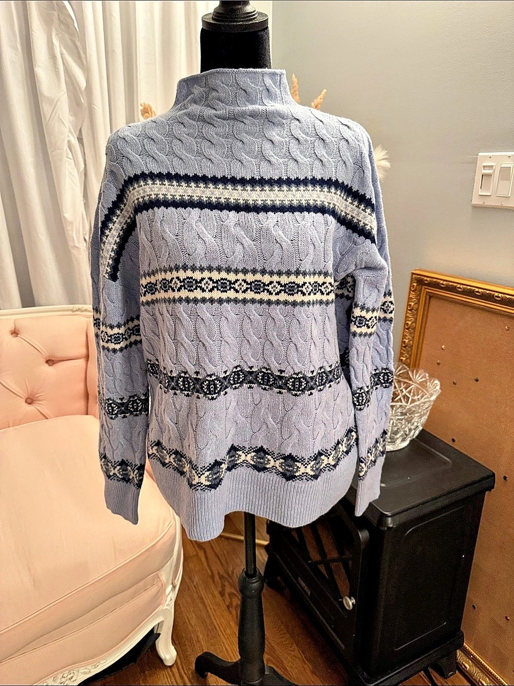 vineyard vines Nordic Stripe Sweater Merino Wool in Blue & White